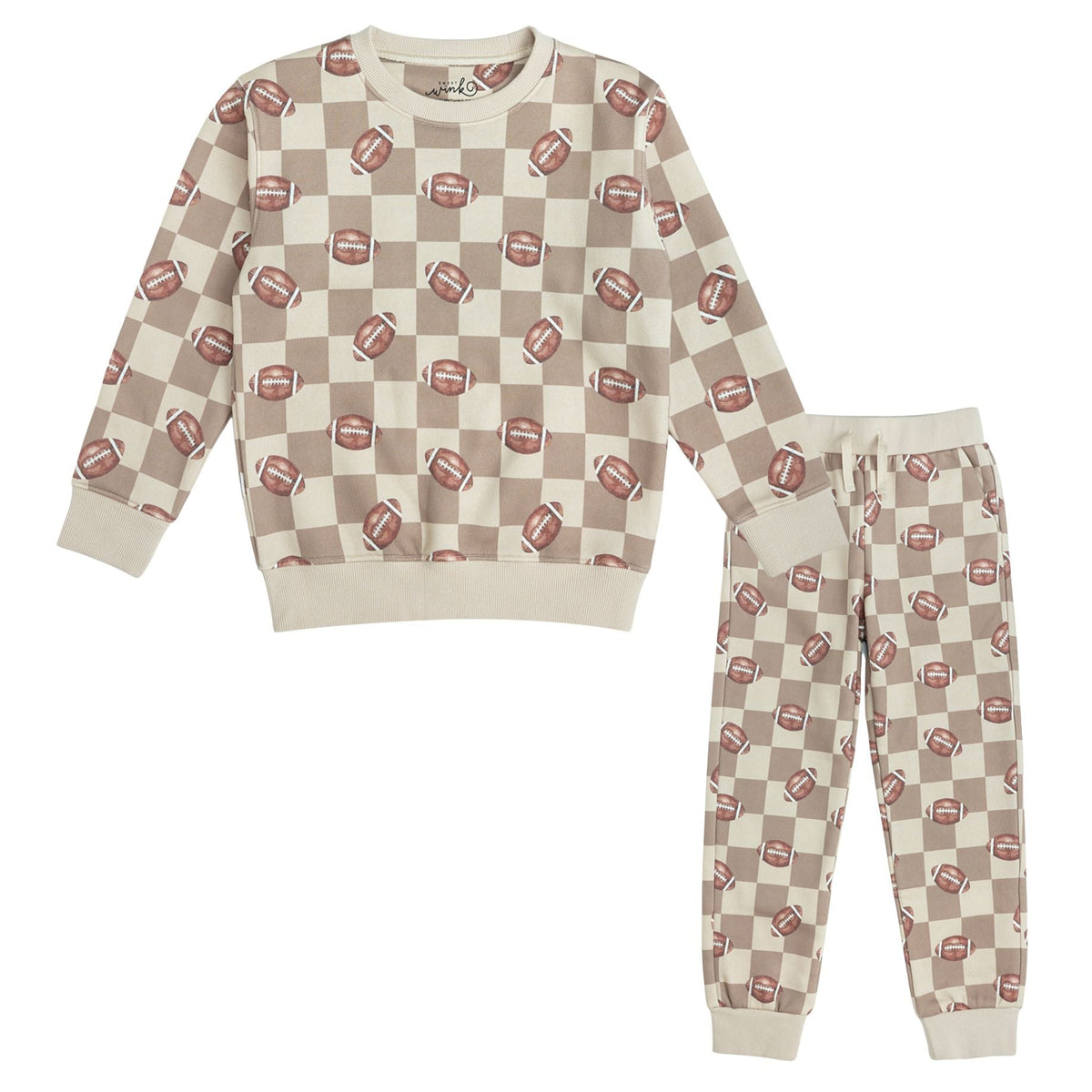 Football Checkered Sweatshirt & Jogger Set