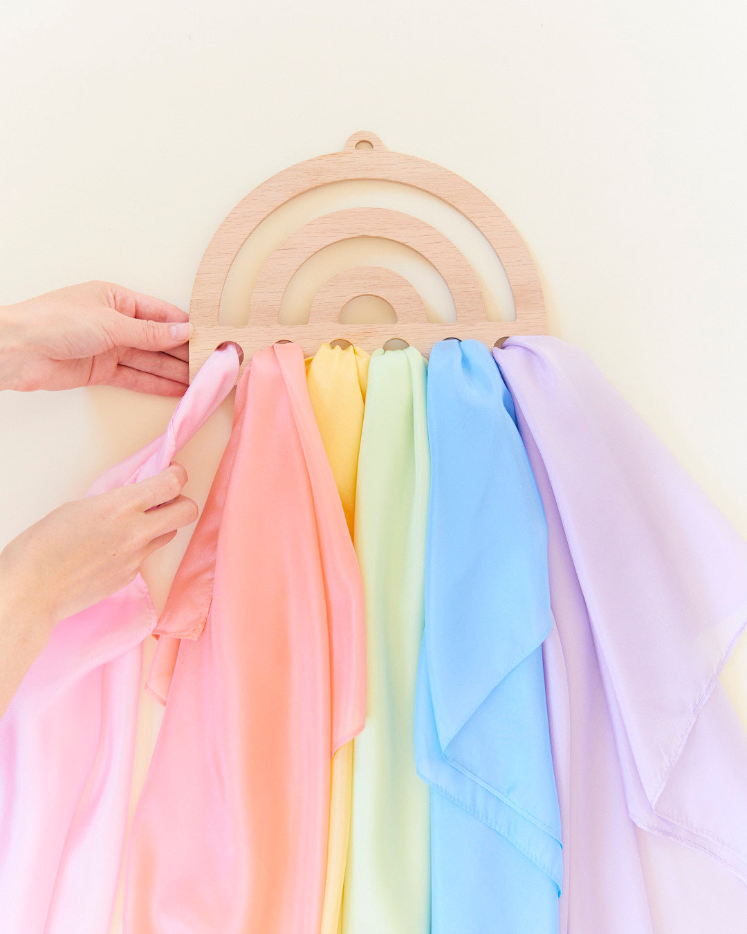 Sarah's Silks Rainbow Playsilk Display