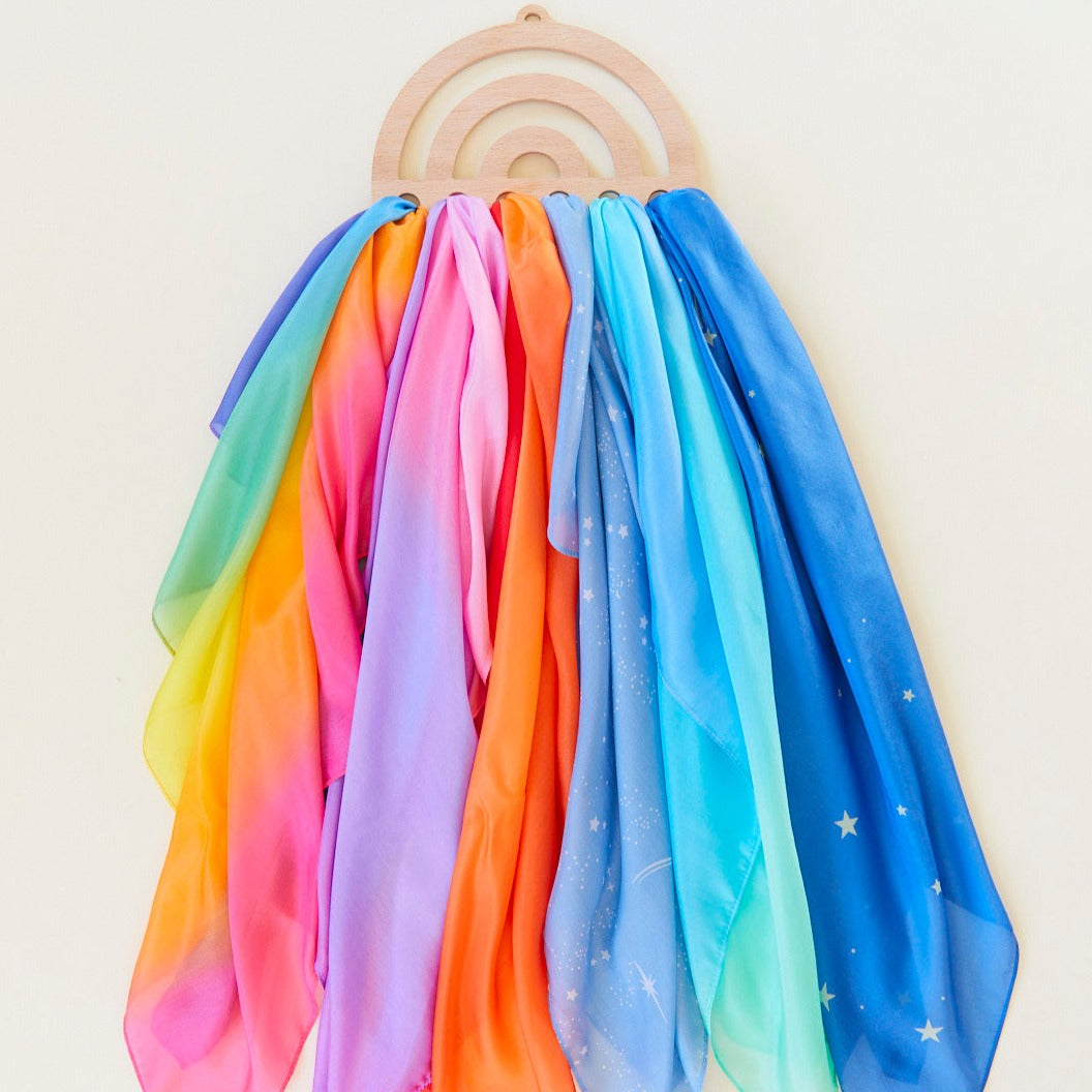 Sarah's Silks Rainbow Playsilk Display