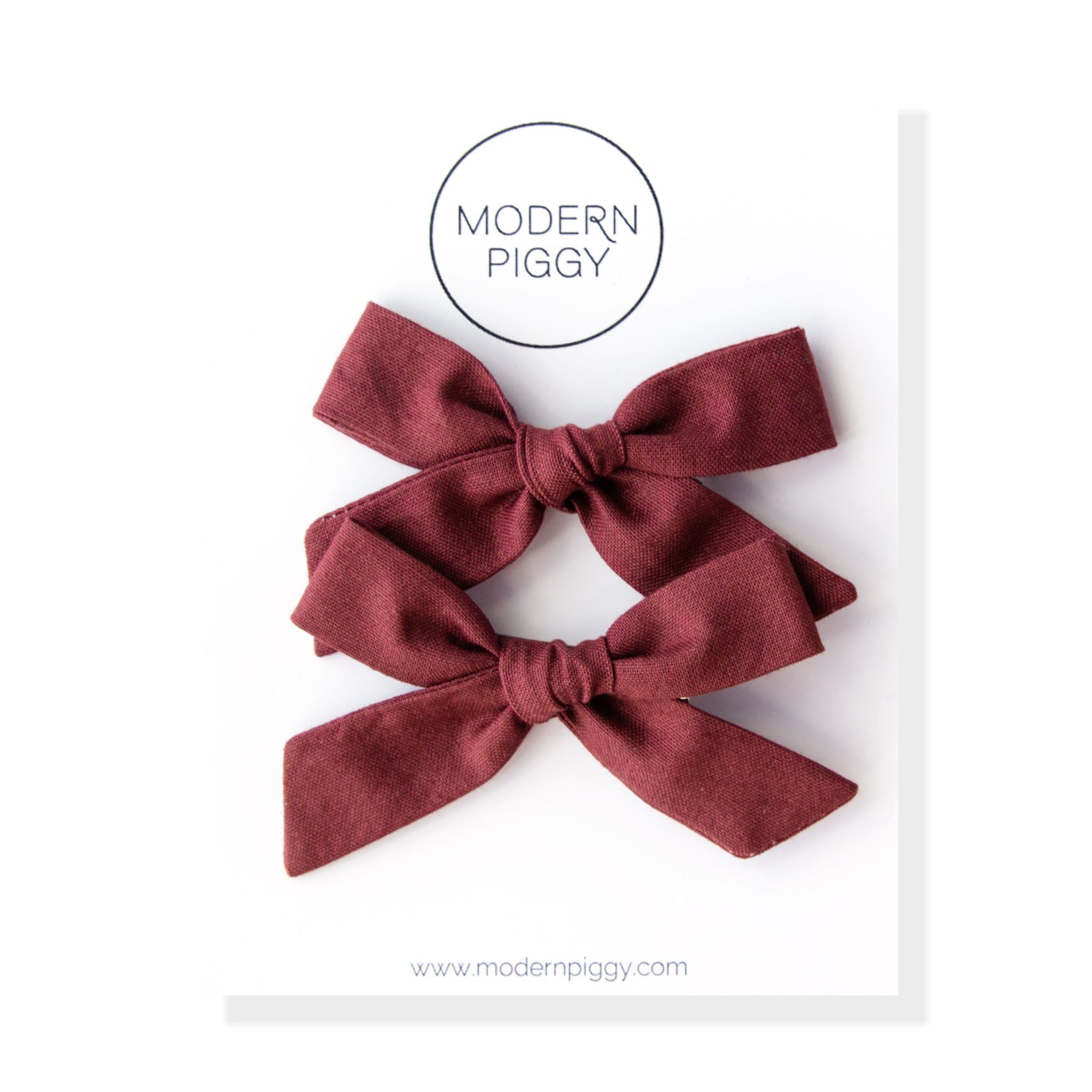 Garnet | Pigtail Set - Hand-tied Bow