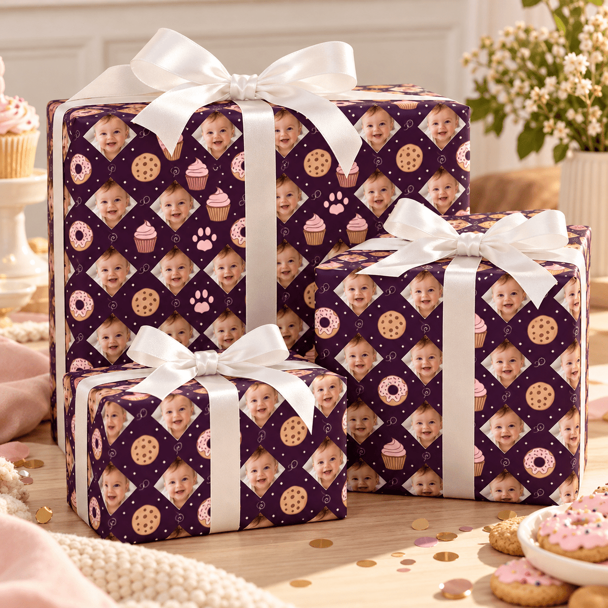 Personalized Paws & Pastry Wrapping Paper | Custom Gift Wrap