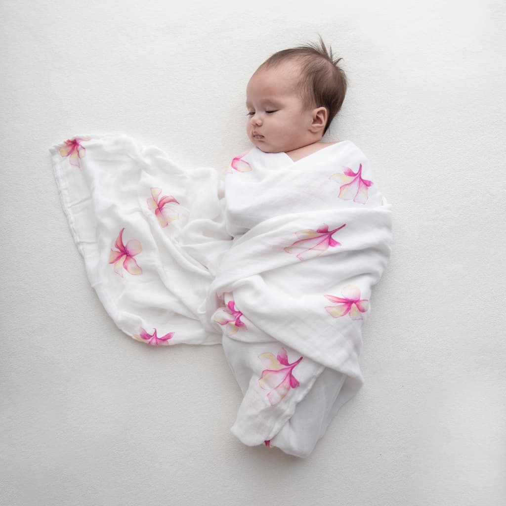 Plumeria Muslin Swaddle Blanket