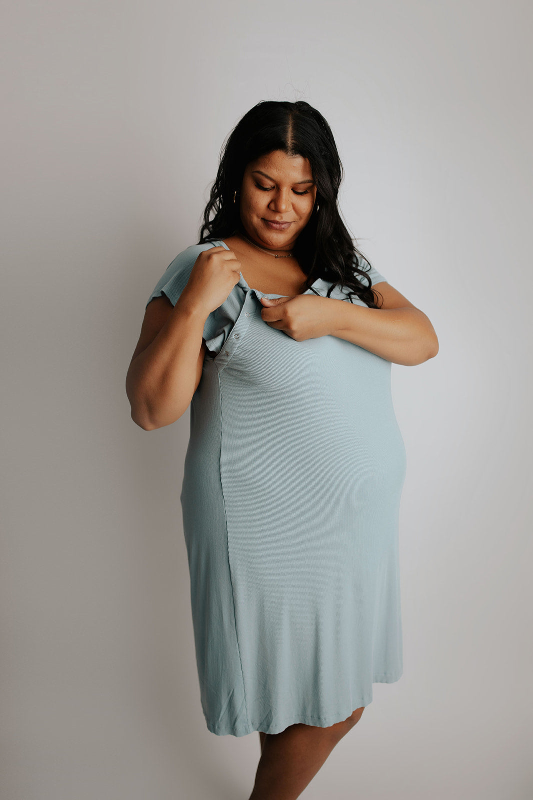 Ribbed Blue Bird Labor And Delivery Nursing Hospital Gown