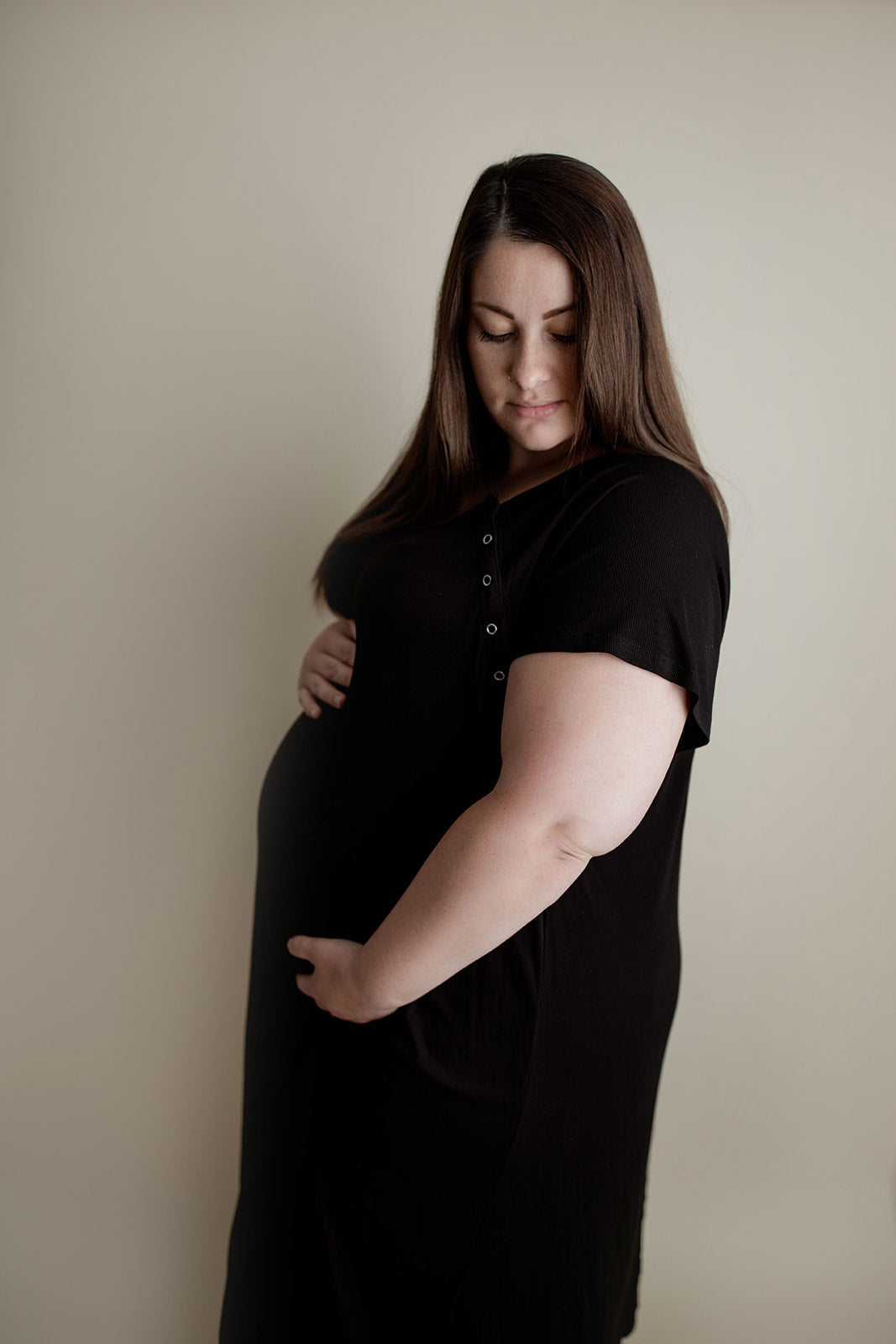 Ribbed Black Labor And Delivery Nursing Hospital Gown