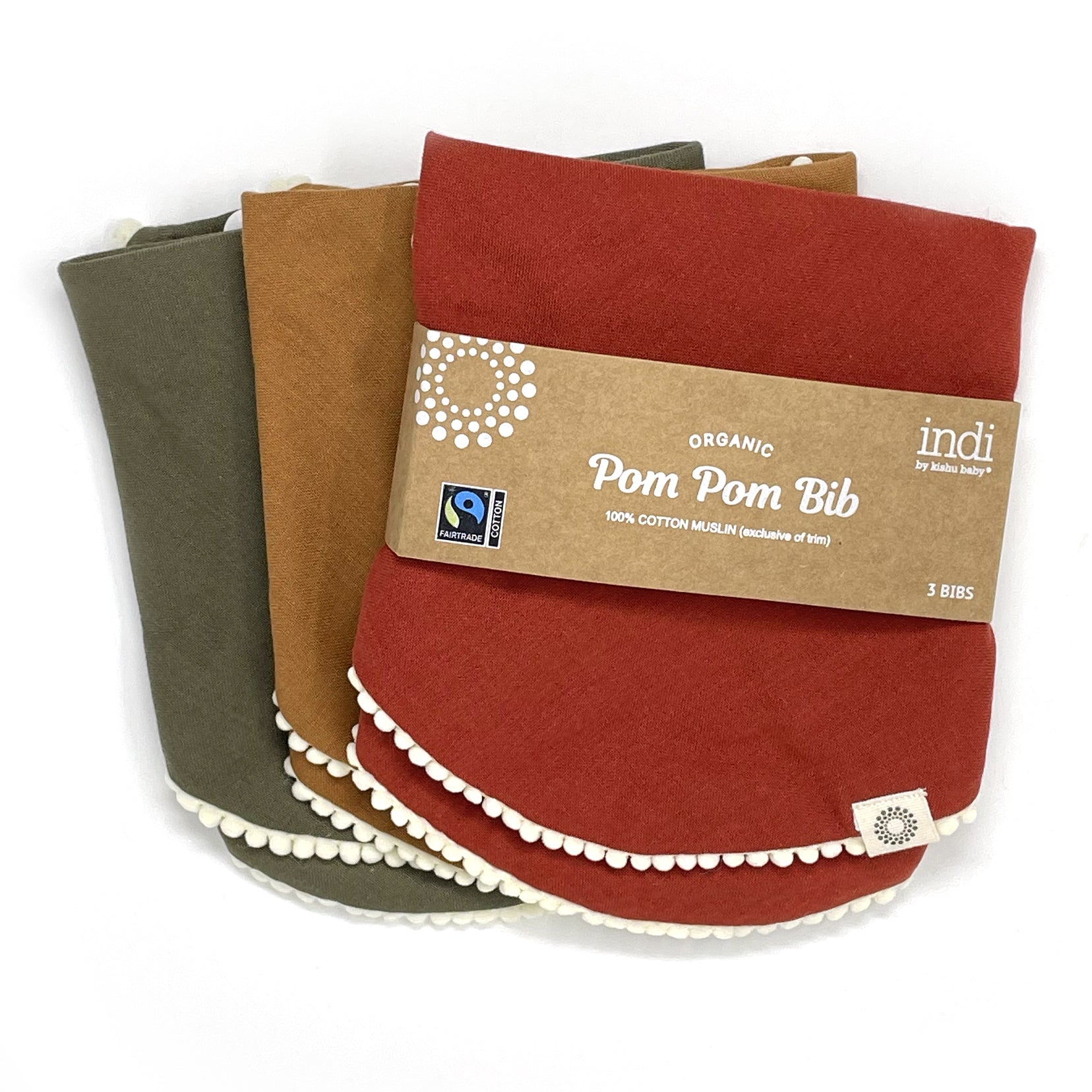 Organic Pom Pom Bib 3-pack