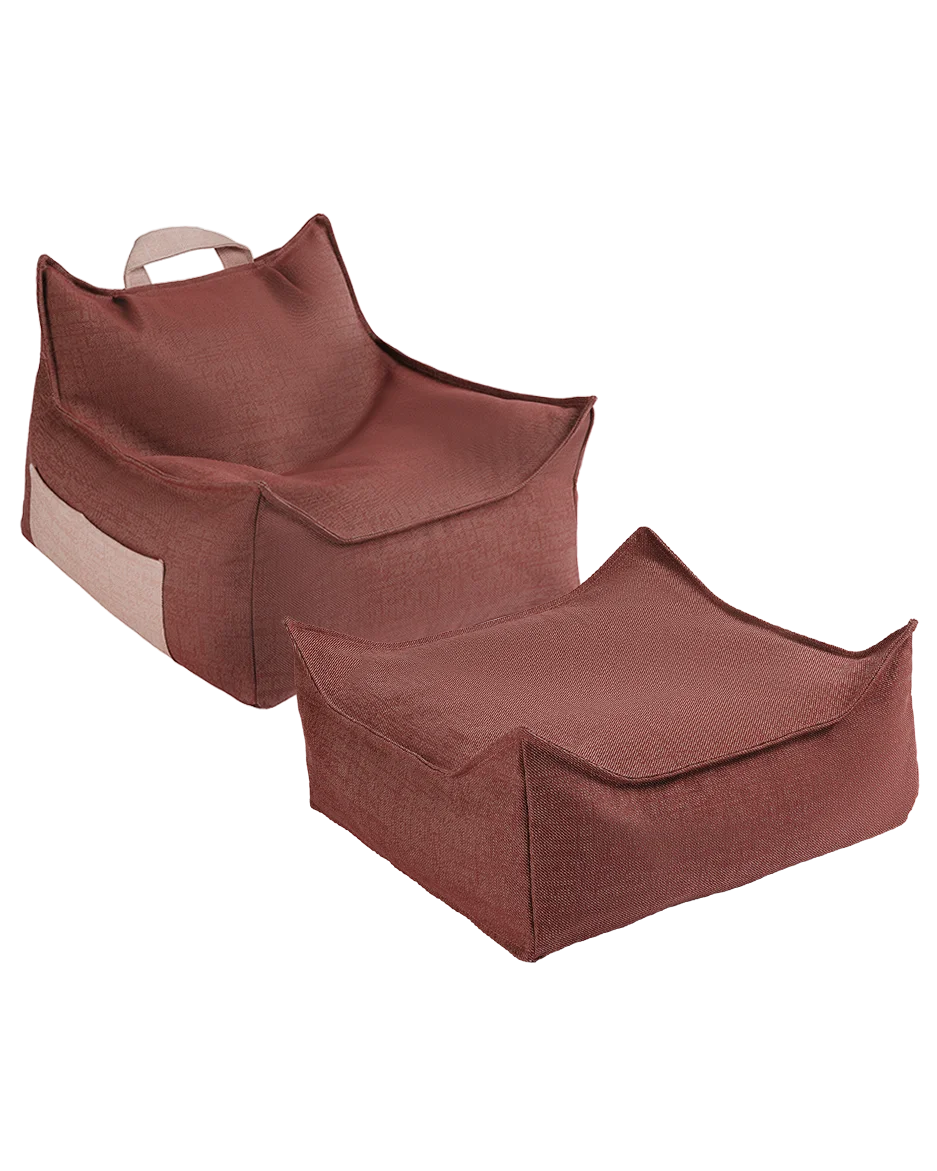 Pomegranate Outdoor Beanbag Chair & Ottoman Set