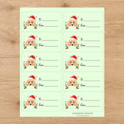 Poodle Santa Paws Gift Tag Sticker Sheet