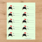 Poodle Santa Paws Gift Tag Sticker Sheet