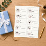 Poodle Paws & Bows Gift Tag Sticker Sheet