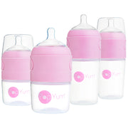 Popyum Baby Bottle Starter Set For Breast And Formula Feeding, 4-pack, Pink, 2x 5oz Bottles (150ml) + 2x 9oz Bottles (260ml)