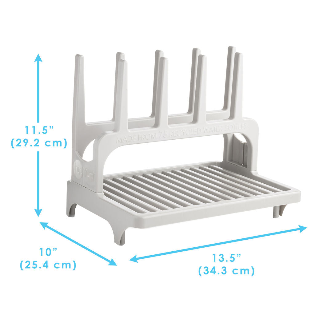 Popyum Seattle Gray Space Saving Drying Rack From 100% Recycled Bottles, Countertop For Baby Bottle, Plastic Bags, Cups, Glass, Tumblers, Compact