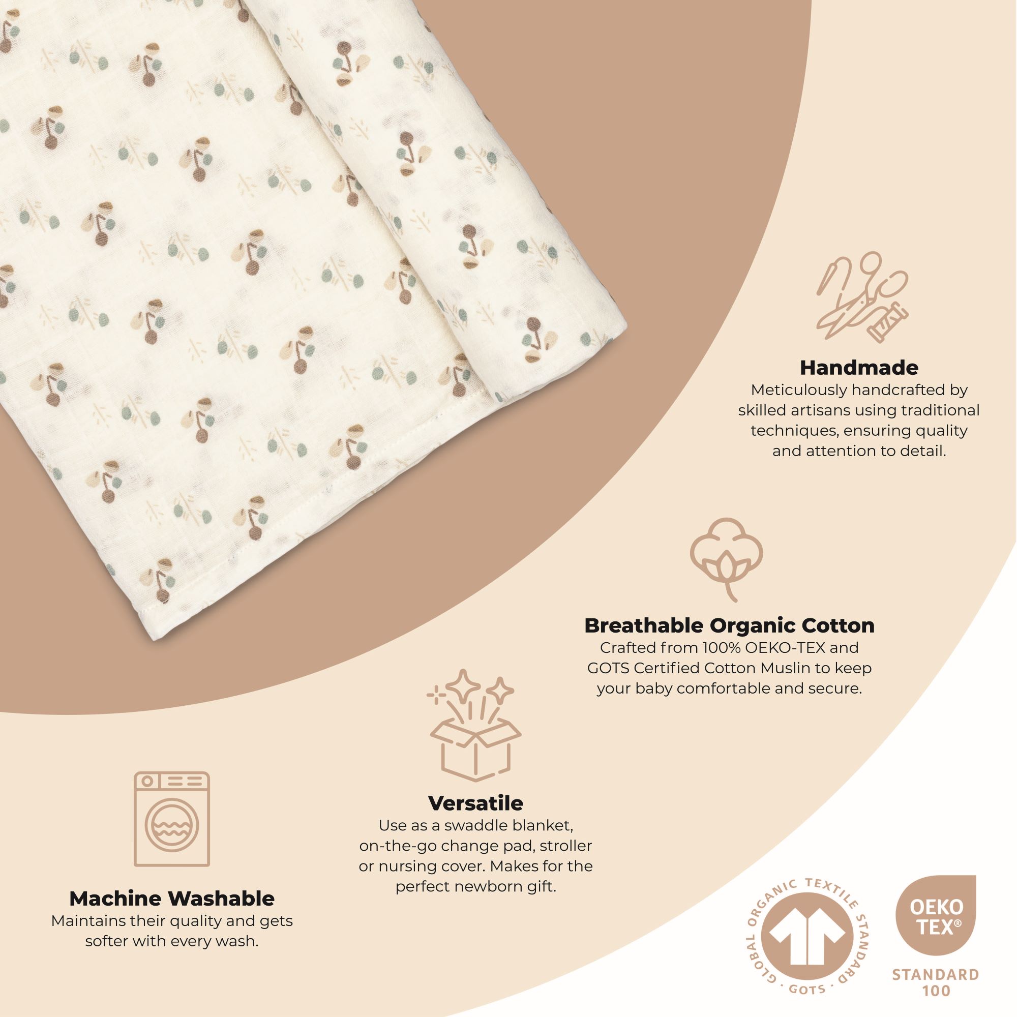 Avery Organic Cotton Poppy Single Swaddle