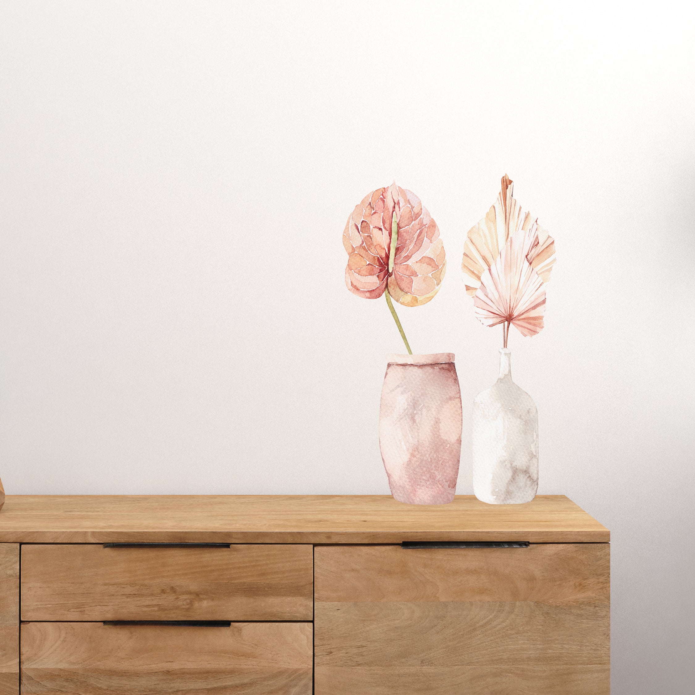 Boho Palms Pot Pink Small Decal Set