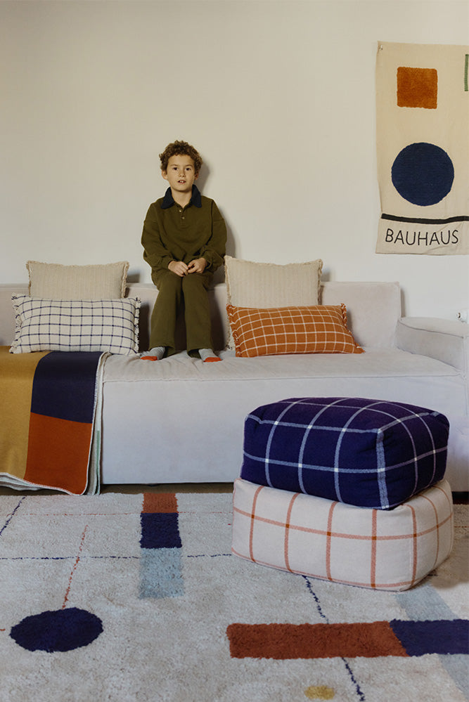POUF GEO BLOCK NAVY BLUE