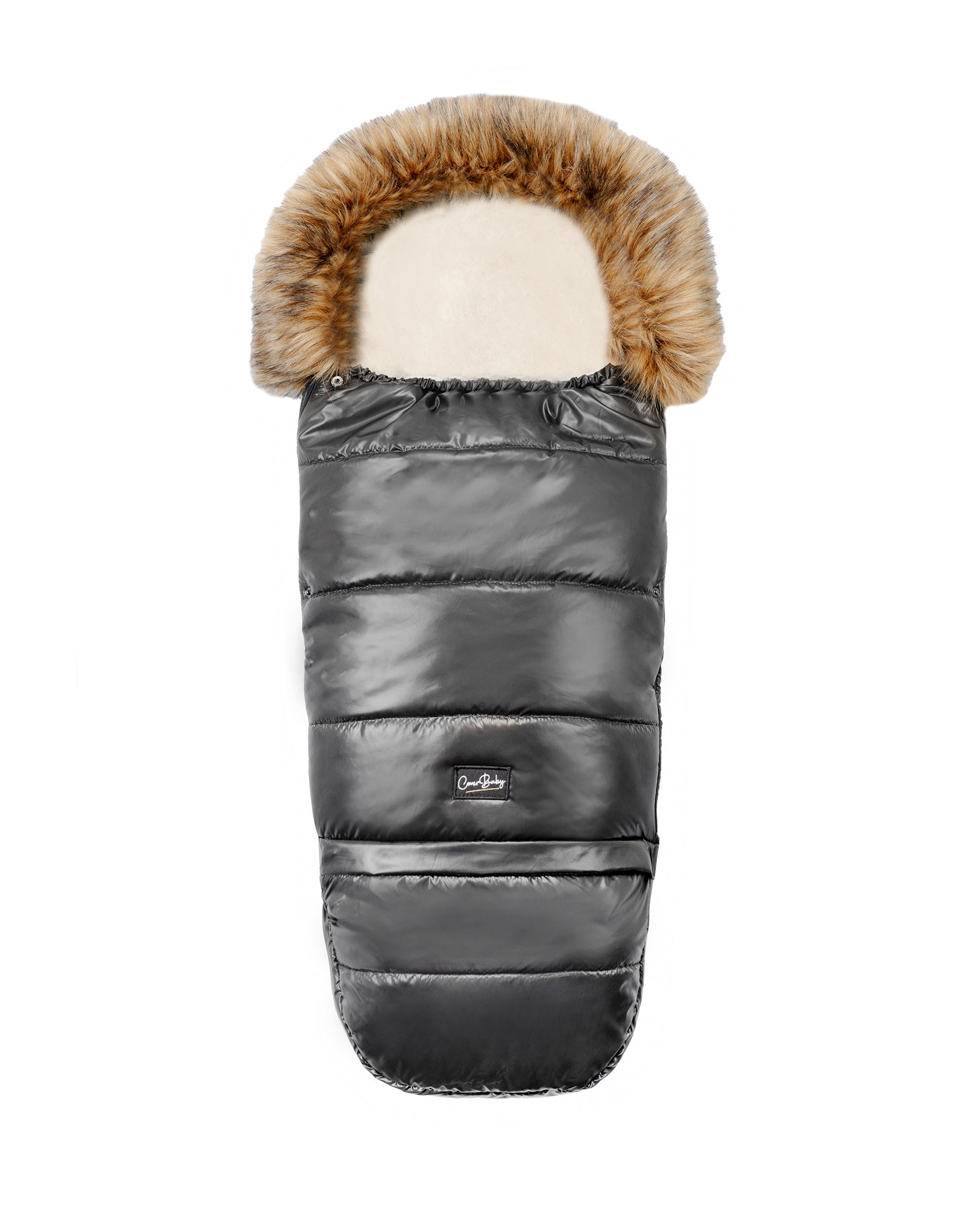 Pastel Black Organic Premium Beige Wool Adjustable Footmuff