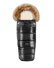 Satin Black Organic Premium Beige Wool Adjustable Footmuff
