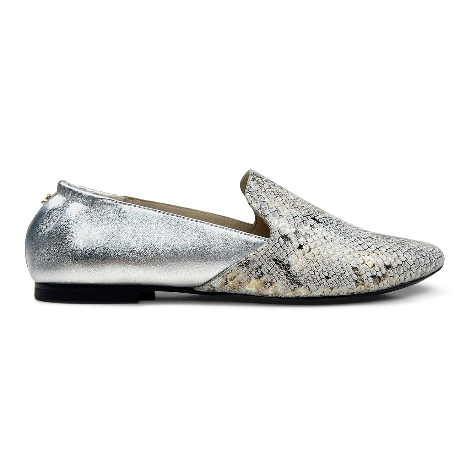 Preslie Loafer In Silver Snake Leather