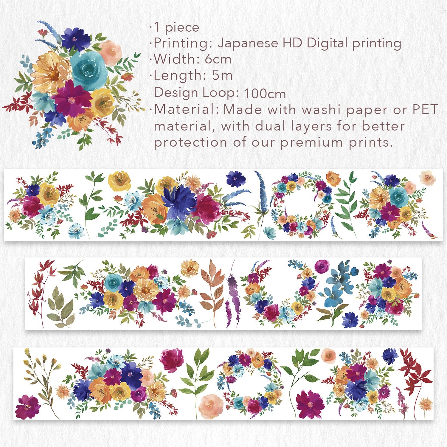 Pretty Florals Wide Washi / PET Tape by The Washi Tape Shop