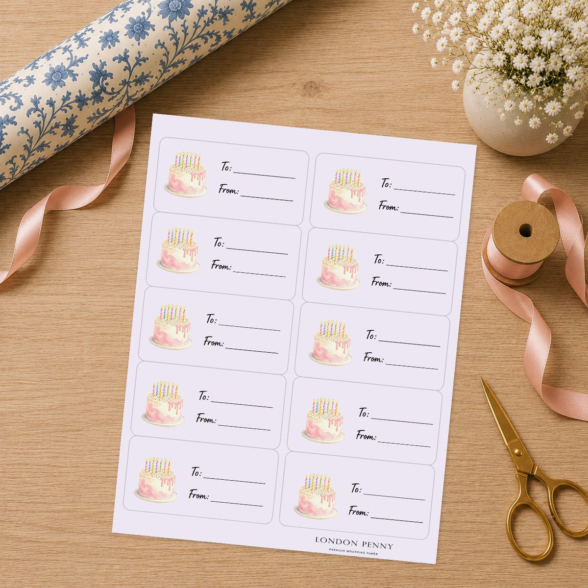 Pretty In Pink Birthday Gift Tag Sticker Sheet