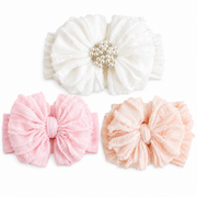 Pretty In Pearls | Signature Ruffled Baby Headband Set Of 3 (pre-order)