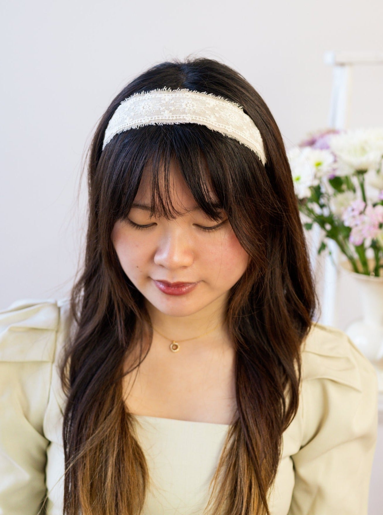 Clara Lace And Linen Headband