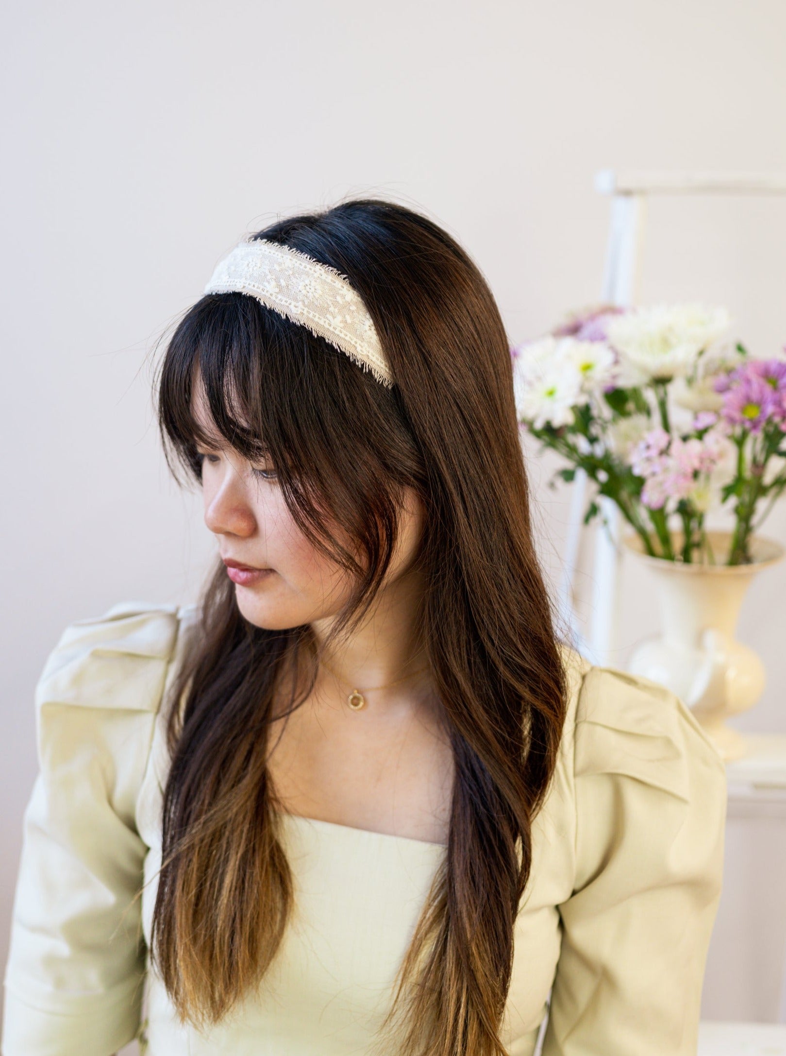 Clara Lace And Linen Headband