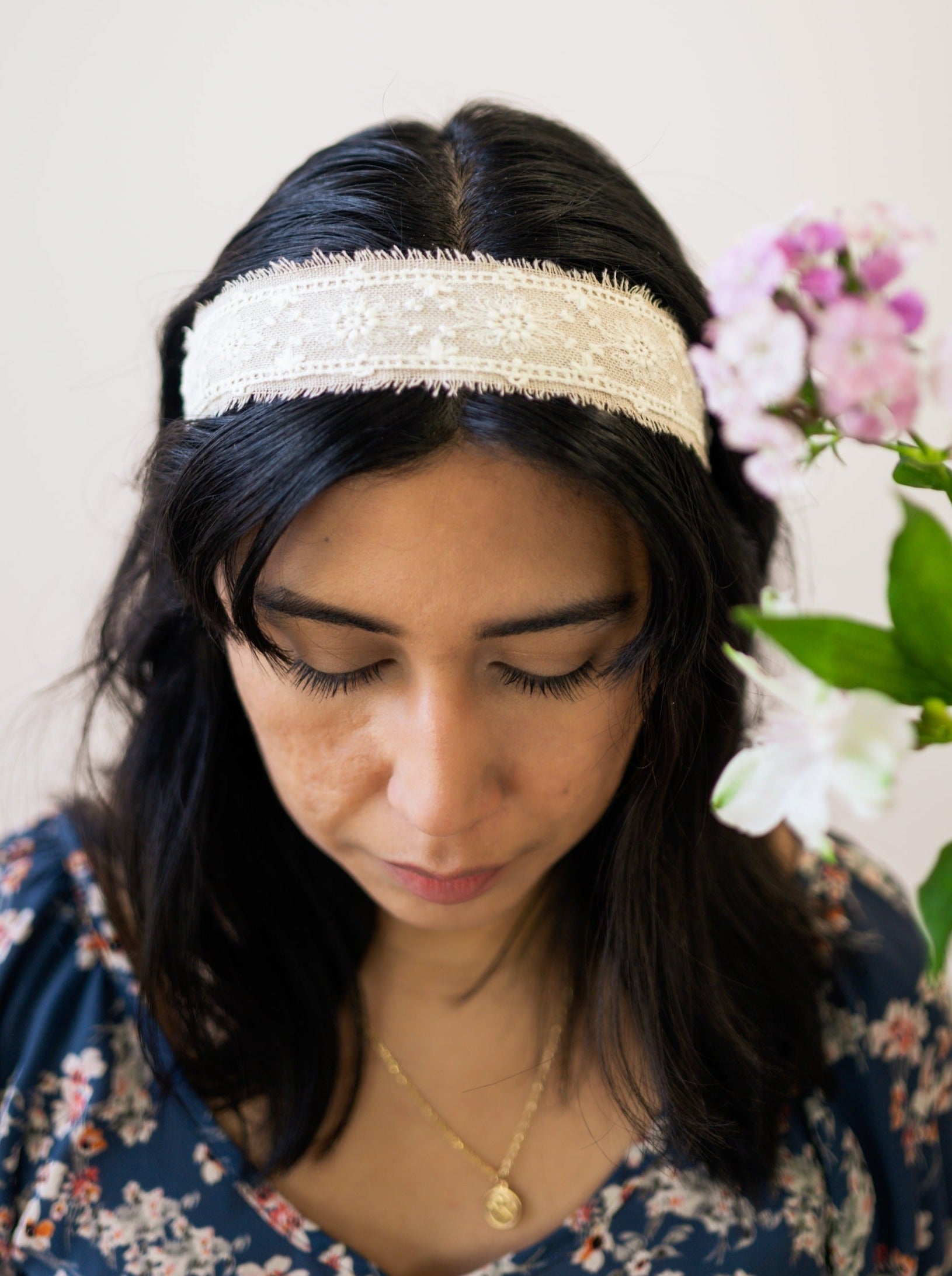 Clara Lace And Linen Headband