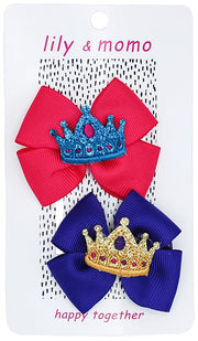 Princess Bows Kids Hair Clips- Pink And Purple