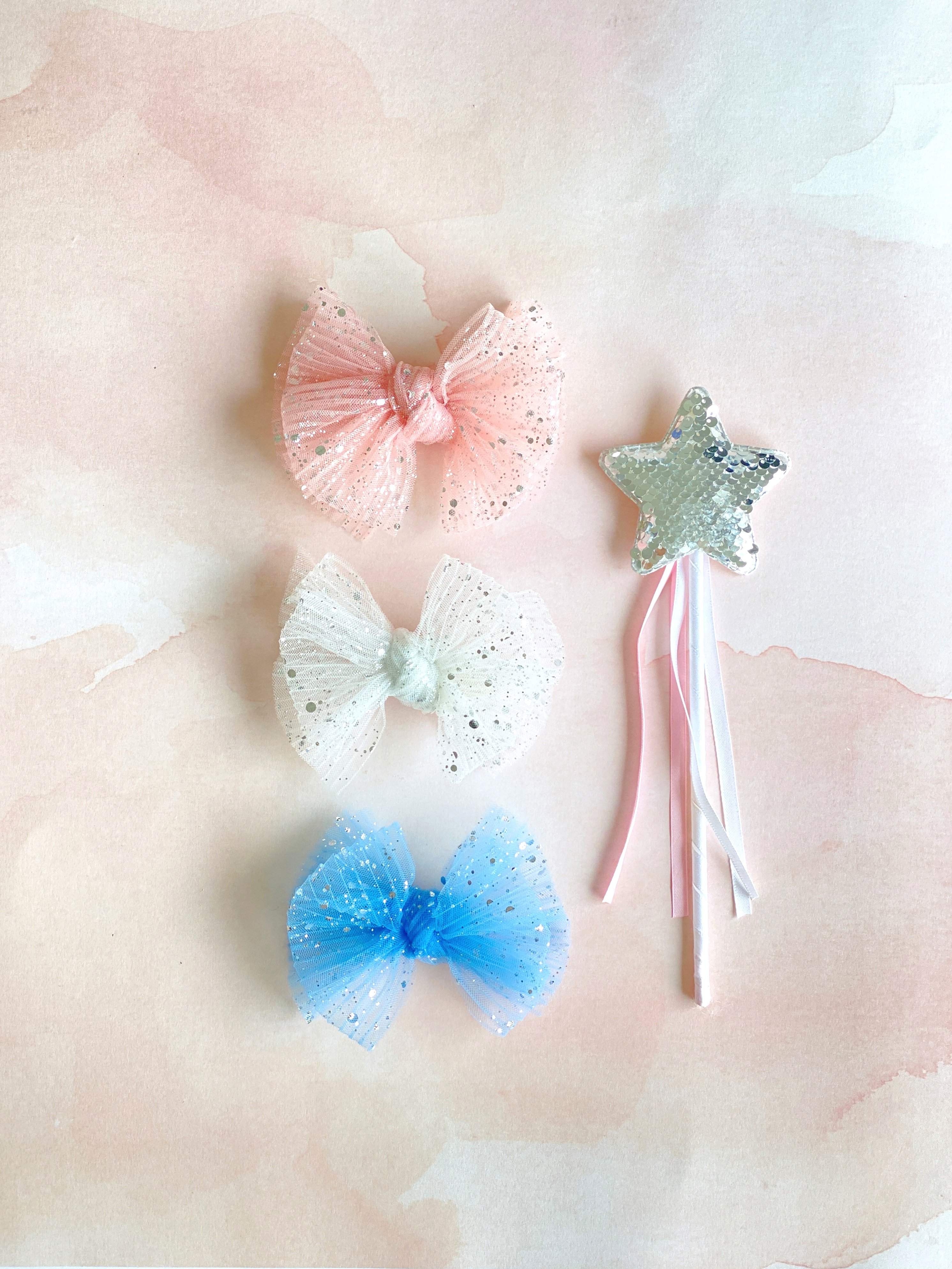 2pk Tulle Baby Fab Clips: Princess White