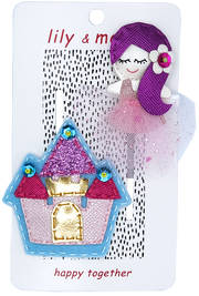 Princess & Castle Hair Clips- Pink And Purple