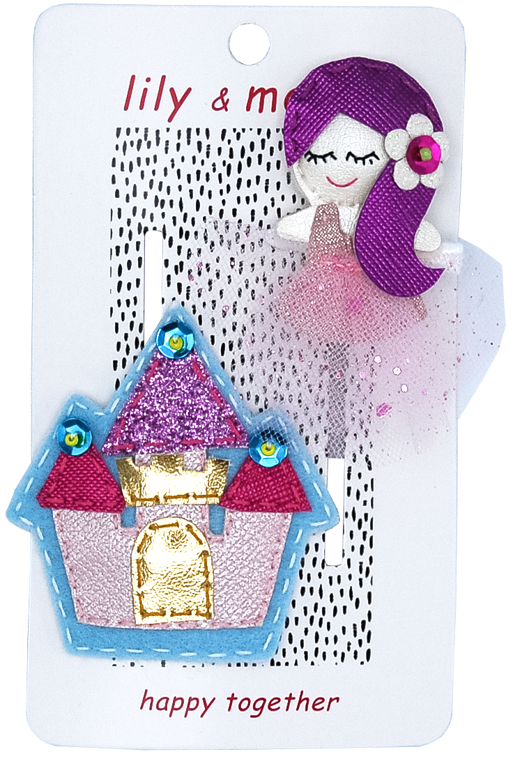 Princess & Castle Hair Clips- Pink And Purple