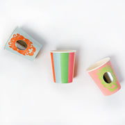 Mirror Mirror And Striped Cups (x 12) - Princess Party