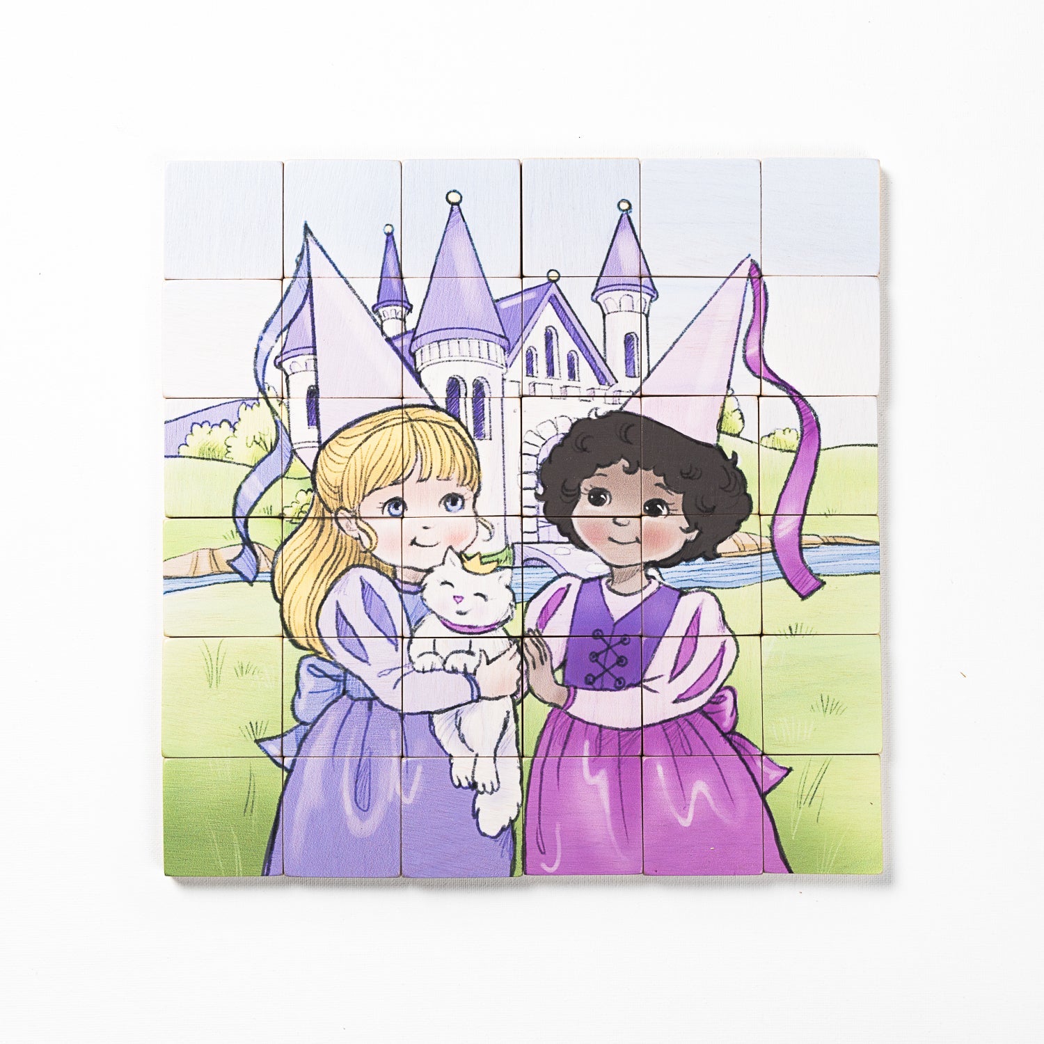 Magic Magnetic Wooden Puzzle With Cotton Bag - Princess Friends | Made In The Canada | Printed With Non-toxic Ink In The Usa 🇺🇸