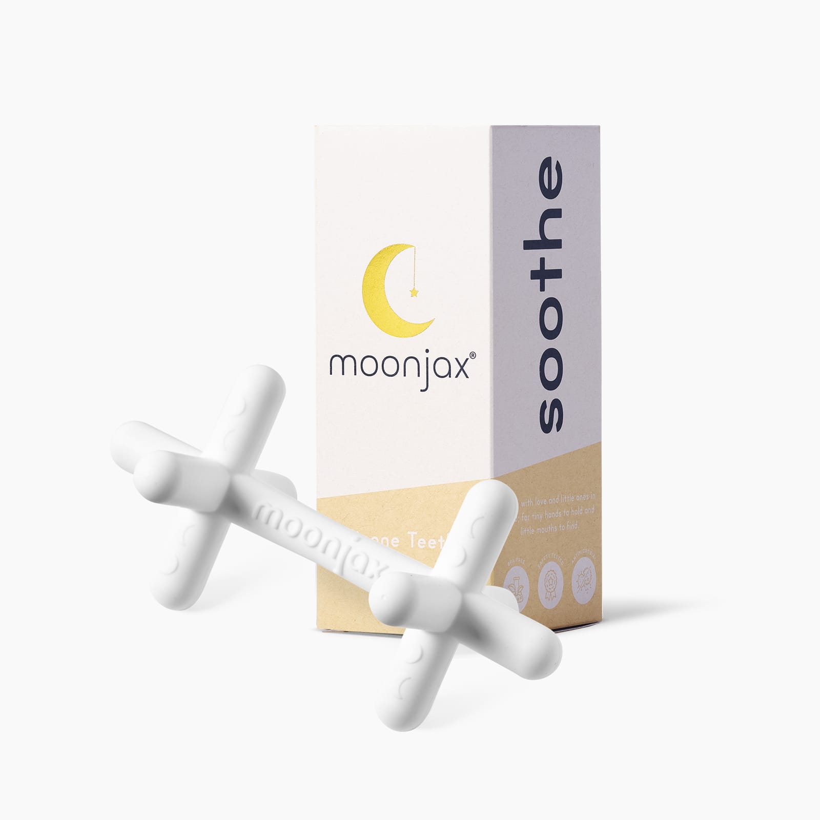 1-pack Moonlight White Silicone Patented Moonjax® Best Baby Teether