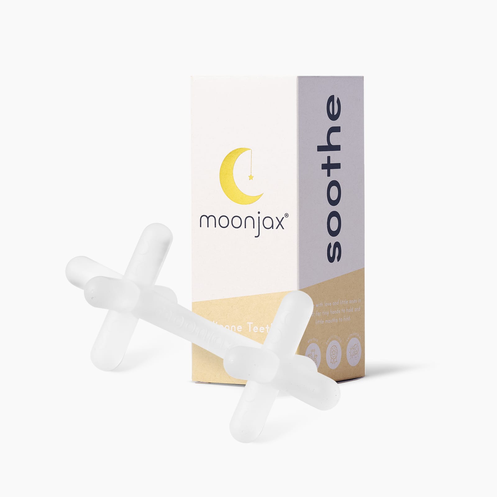 1-pack Clear Silicone Patented Moonjax® Best Baby Teether