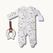 Bamboo Blend Snap Footie & Horseshoe Stroller Toy Set - Wild Horses
