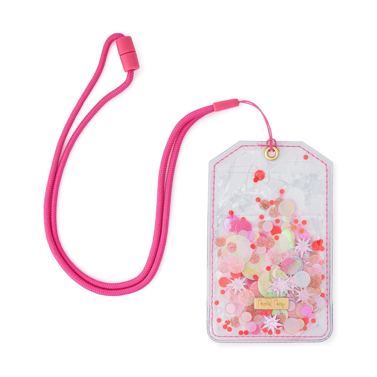 Pink Confetti Id Holder With Lanyard