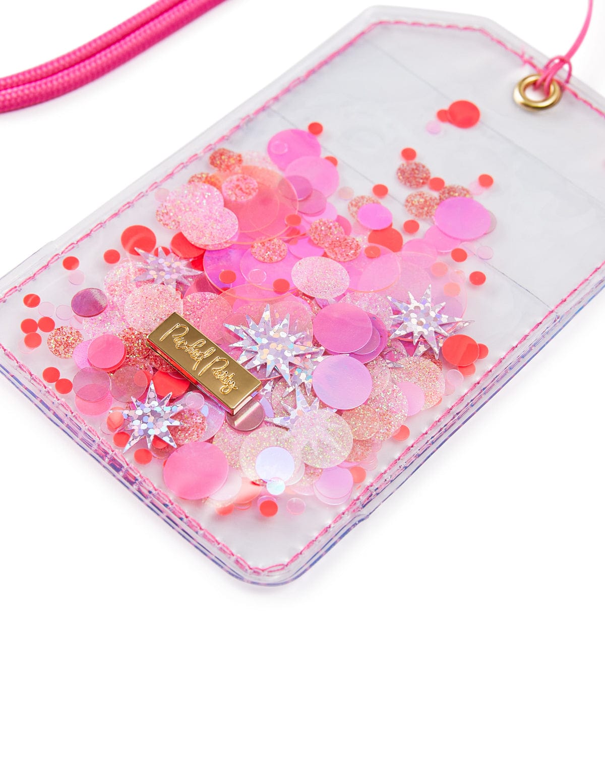 Pink Confetti Id Holder With Lanyard