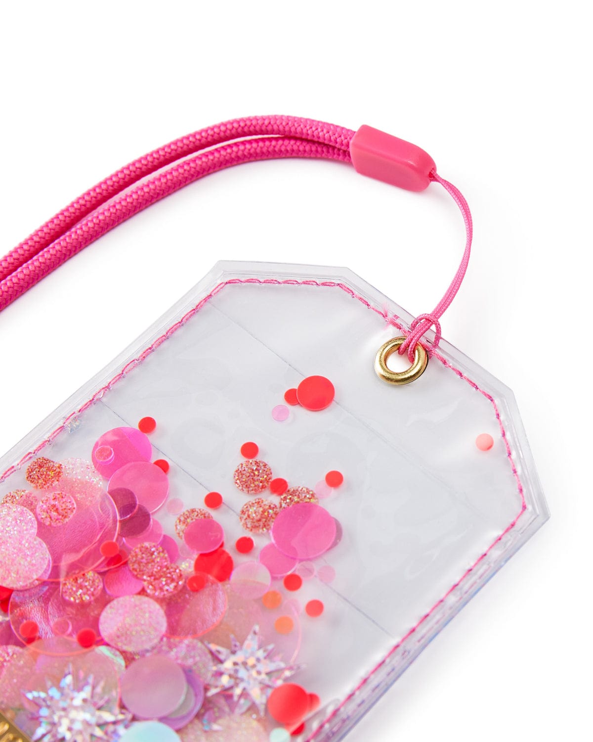 Pink Confetti Id Holder With Lanyard