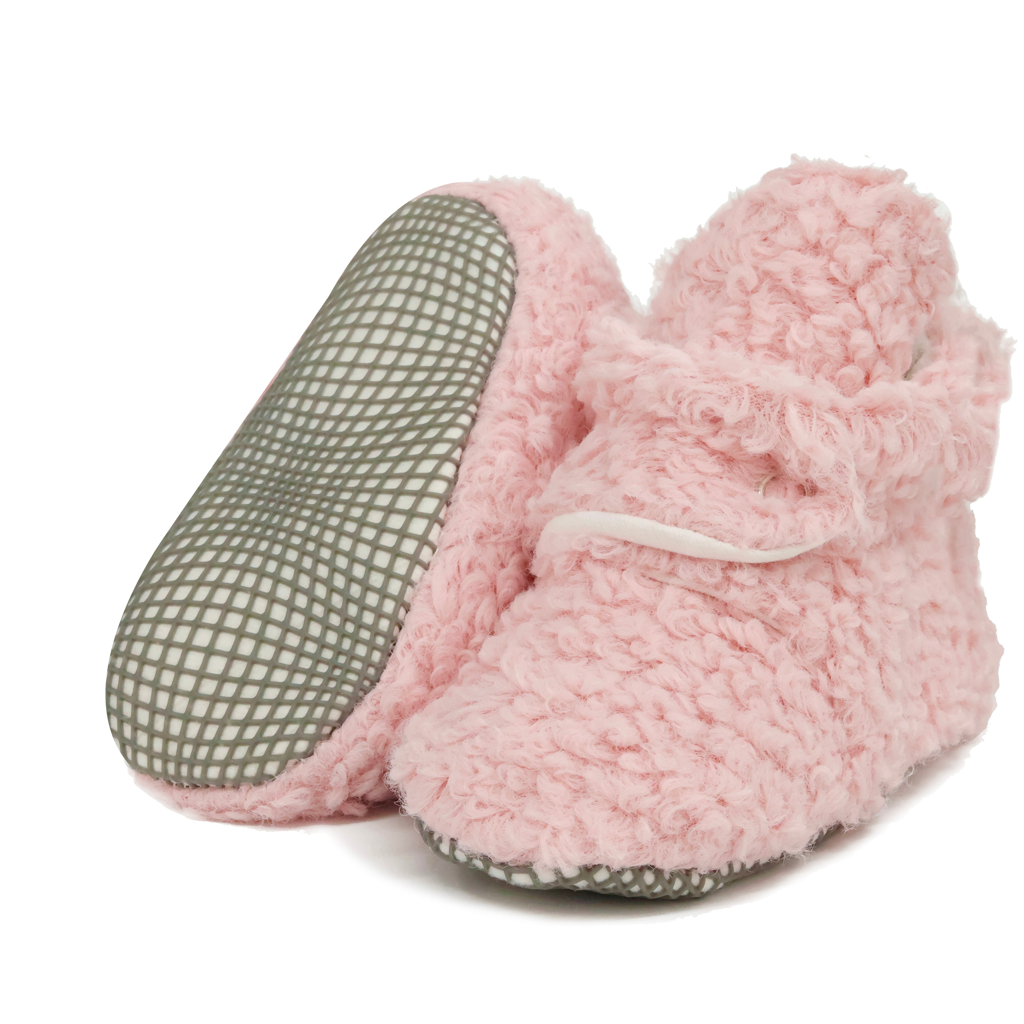 Non-slip Sole, Organic Cotton Inner Lining,newborn Shoes ,tedy Booties, Pink Baby Booties