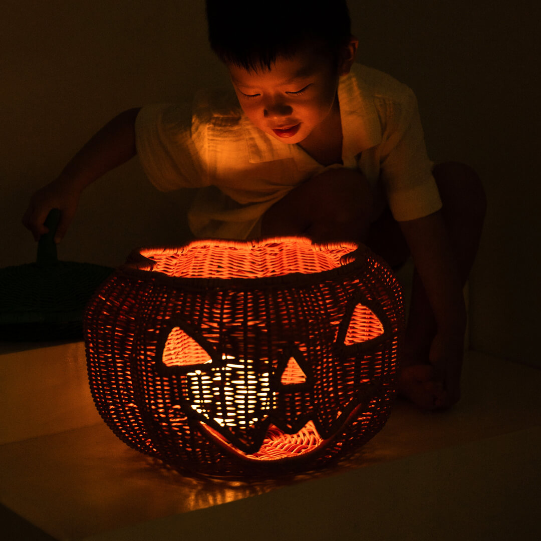 Pumpkin Face Rattan Basket