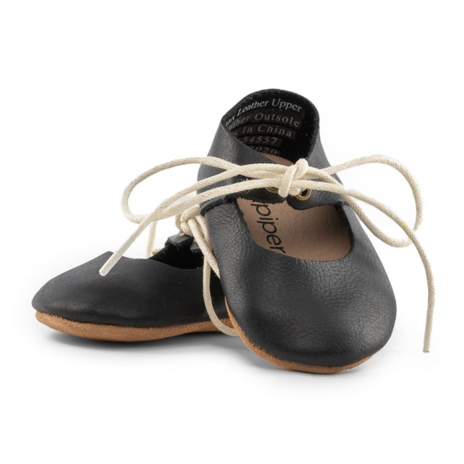 Black - Lace-up Mary Jane - Soft Sole
