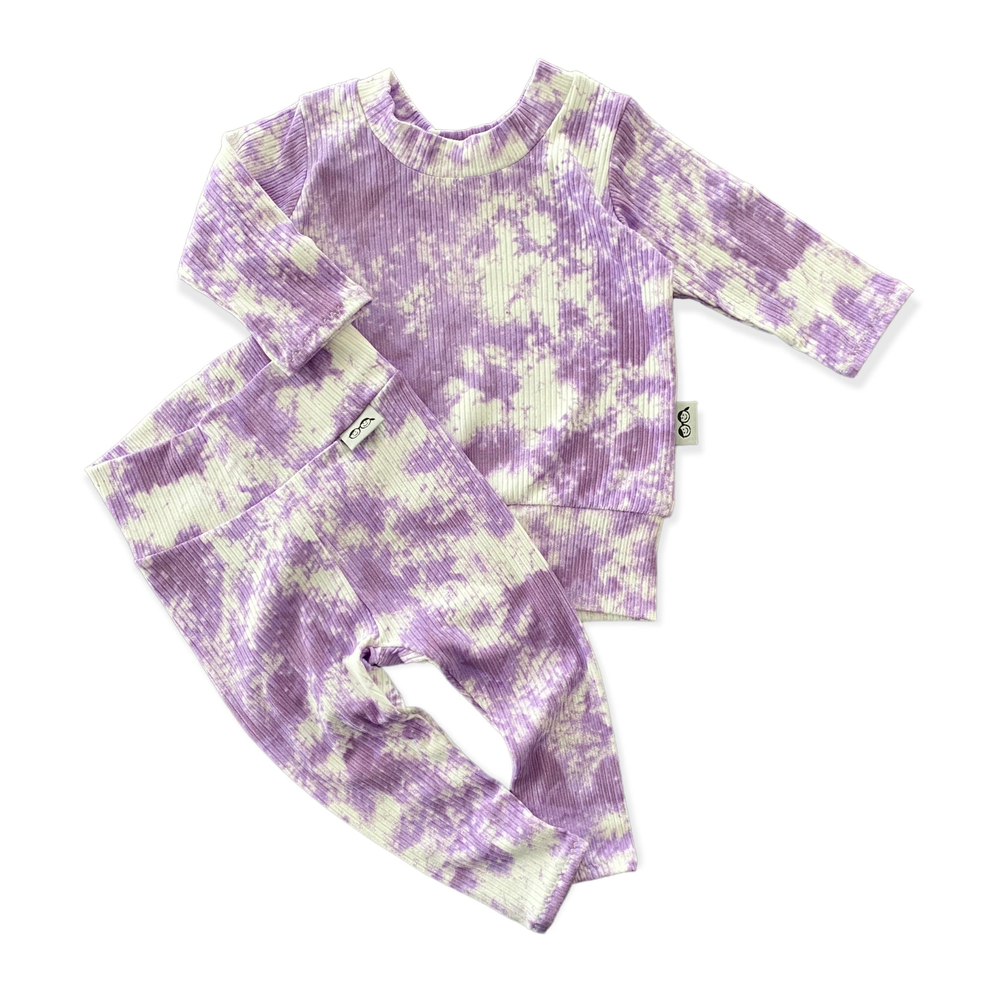 Purple Tie Dye Ribbed Lounge Set