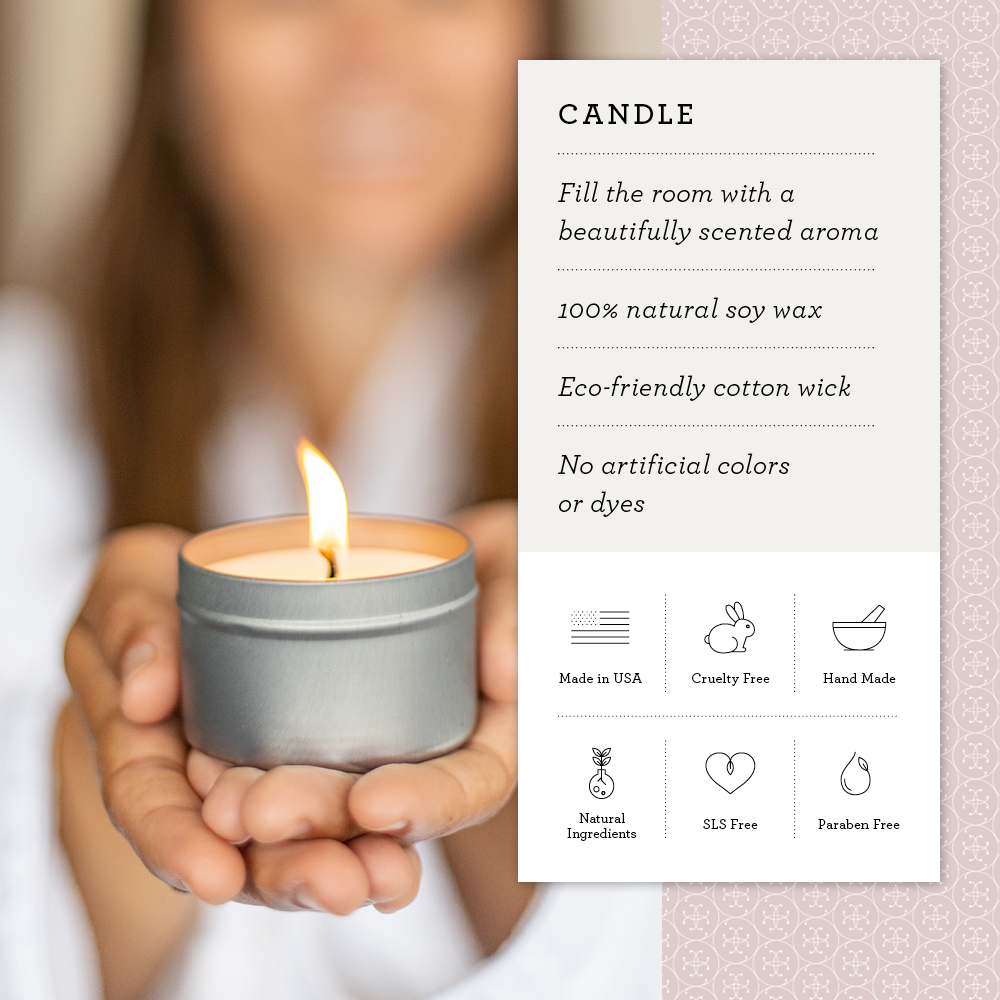 Trio Of Tin Soy Candle - Scented With Bergamot And Lavender Essential Oils