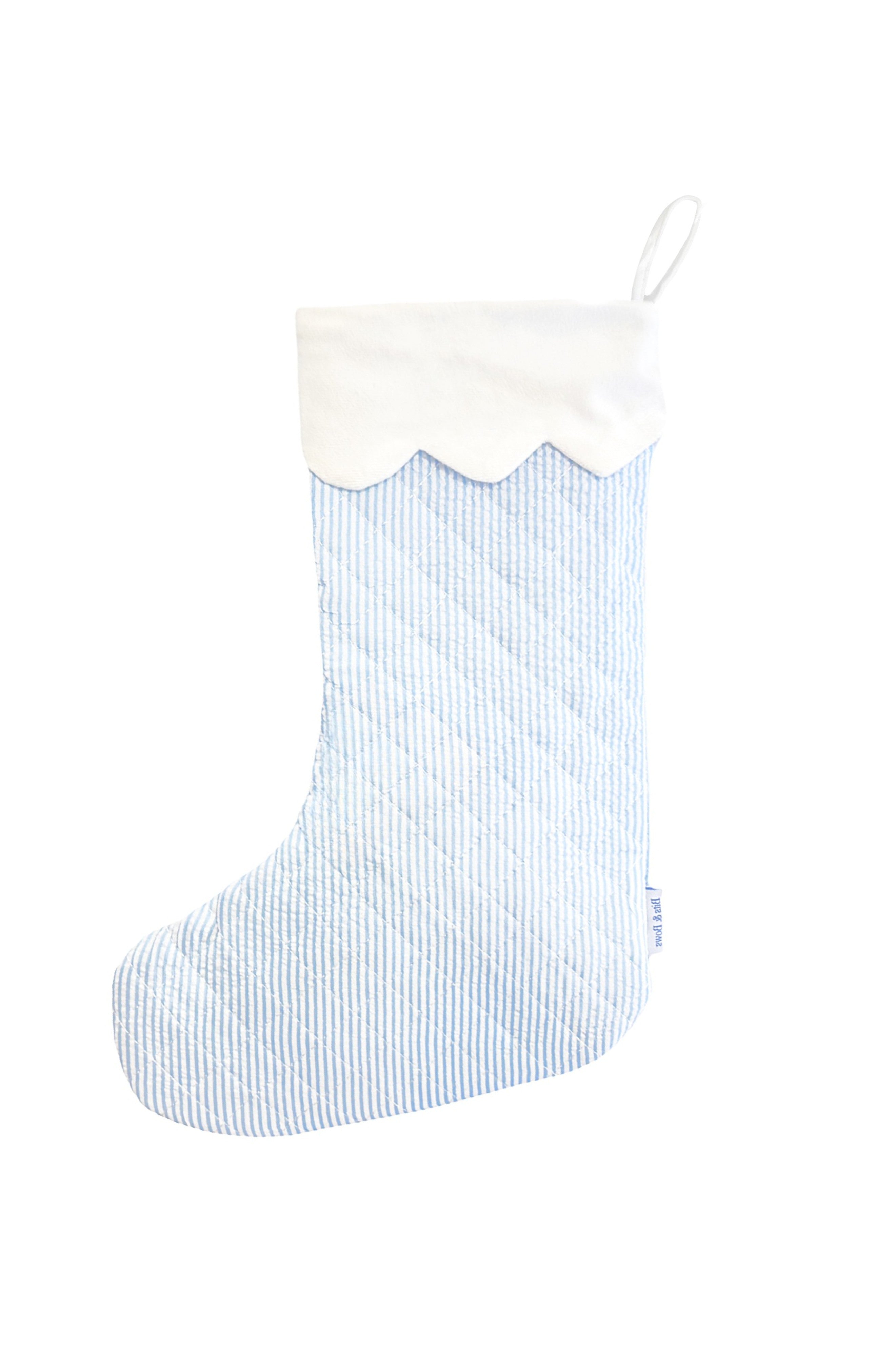 Seersucker Christmas Stocking (blue)