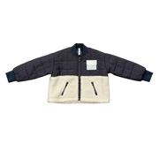 Boys Quilted Sherpa Jacket In Charcoal