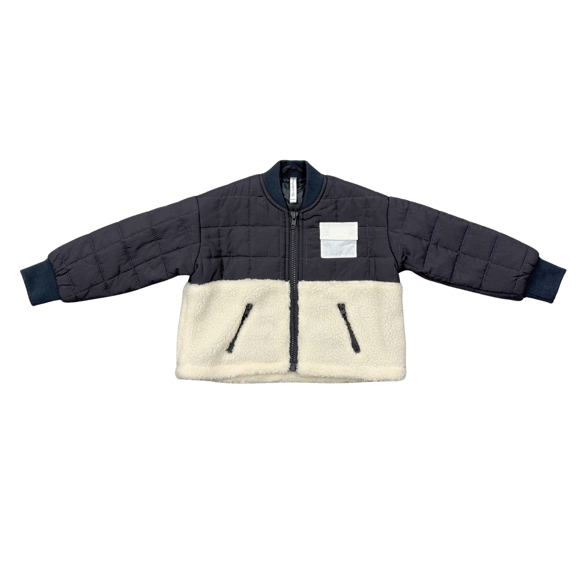 Boys Quilted Sherpa Jacket In Charcoal