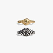 Cat Print Signet Ring Duo