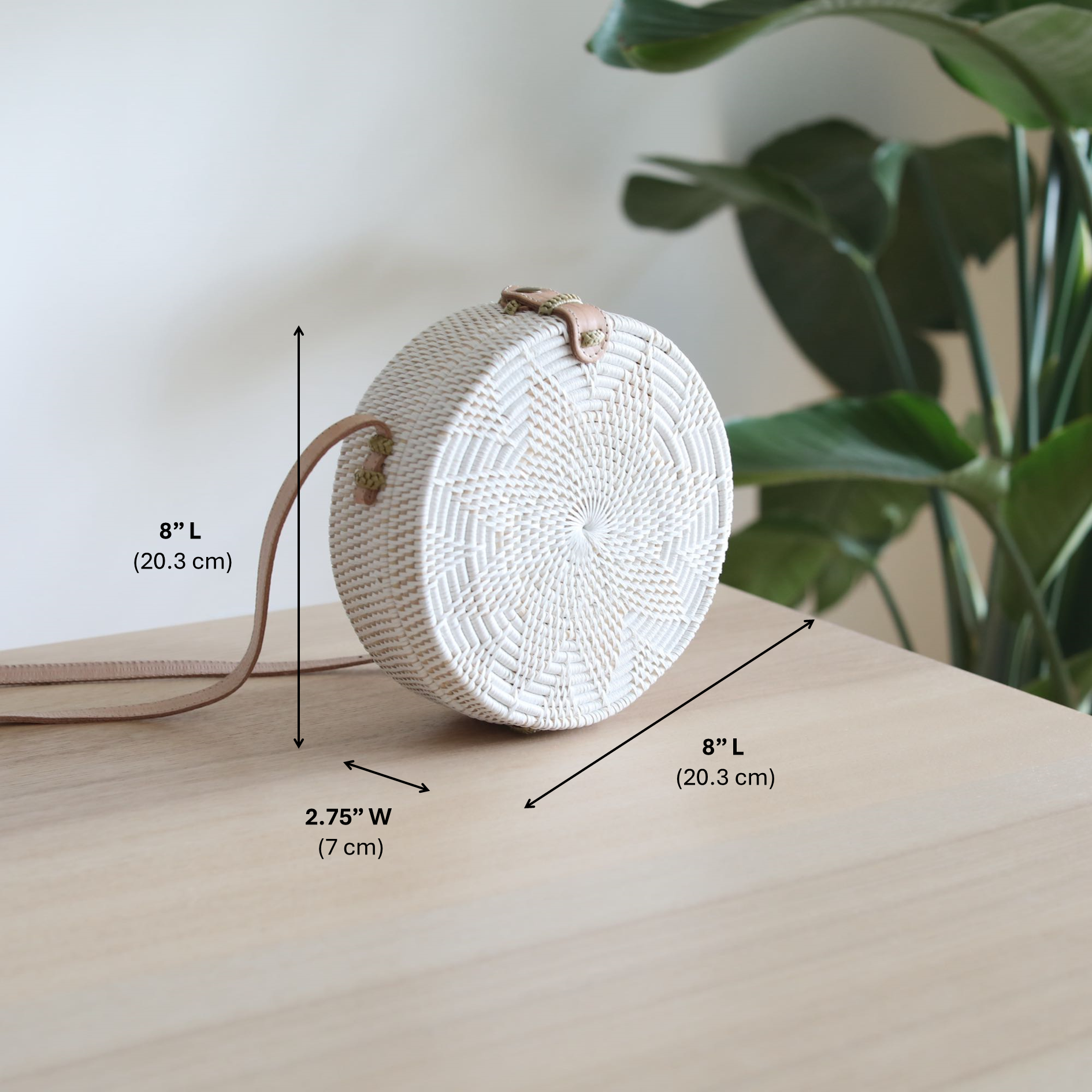 White Bali Rattan Crossbody Bag - Stella