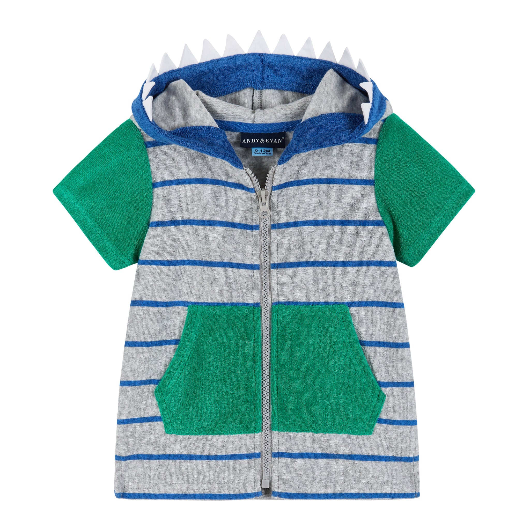 Infant Terry Zip Up Hoodie Cover Up | Dinosaur Spikes